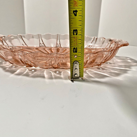 Anchor Hocking Pink Depression Glass Relish Serving Dish Oyster & Pearl Divided - Picture 9 of 9